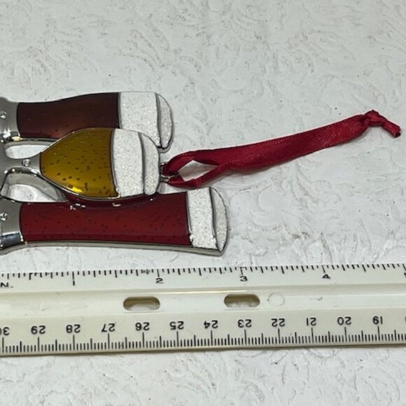 Christmas Beer Glasses Collectible Ornament w/European Crystal Holiday 2.5"x3" - Picture 10 of 10